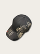 Embroidered Lion Japanese Baseball Cap - Black