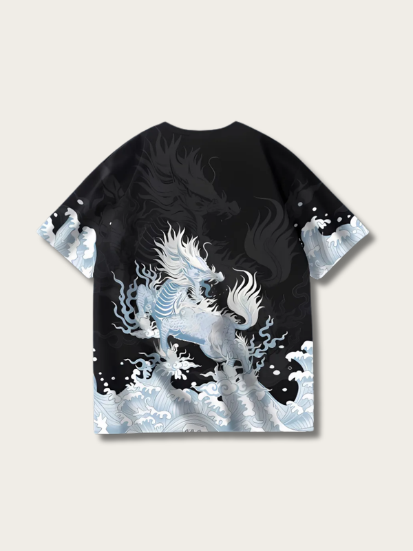 Ethereal Dragon Wave Japanese T Shirt - Small