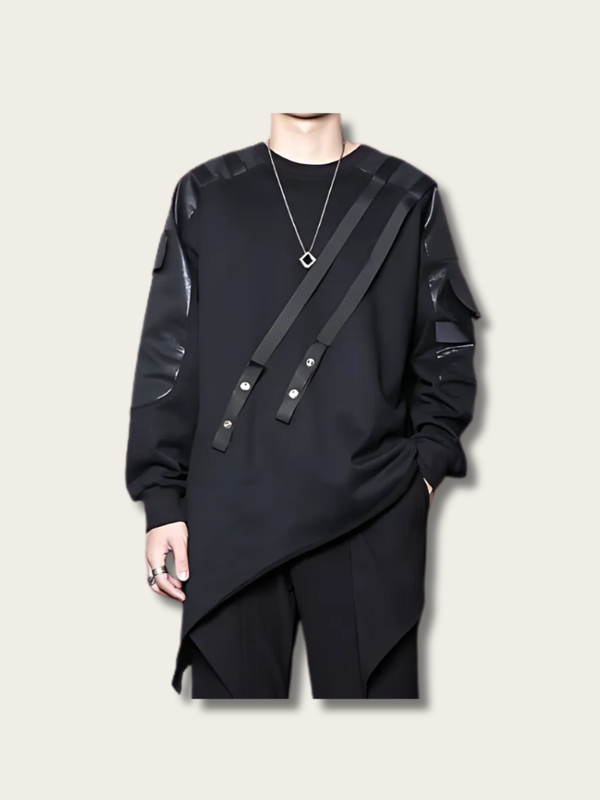Asymmetrical Vanguard Leather Japanese Sweater - Large