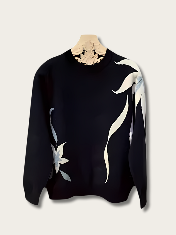Flower Midnight Bloom Japanese Sweater - Medium