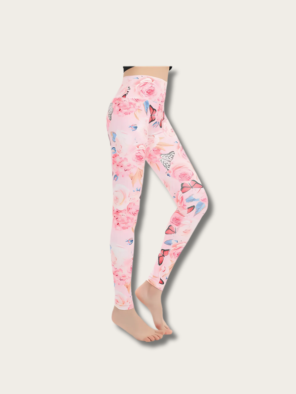 Floral Print Japanese Yoga Pants - Small