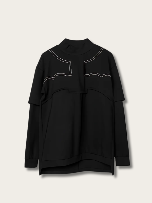 Geometric Flow Layered Japanese Sweatshirt - Medium