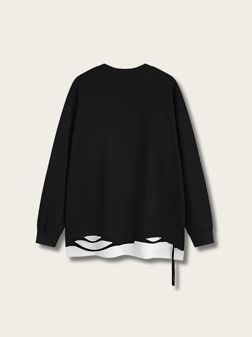 Edgy Layered Ripped Japanese Sweatshirt - Large