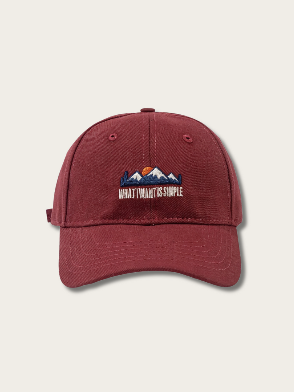 Fuji Mountain Embroidered Japanese Cap - Red