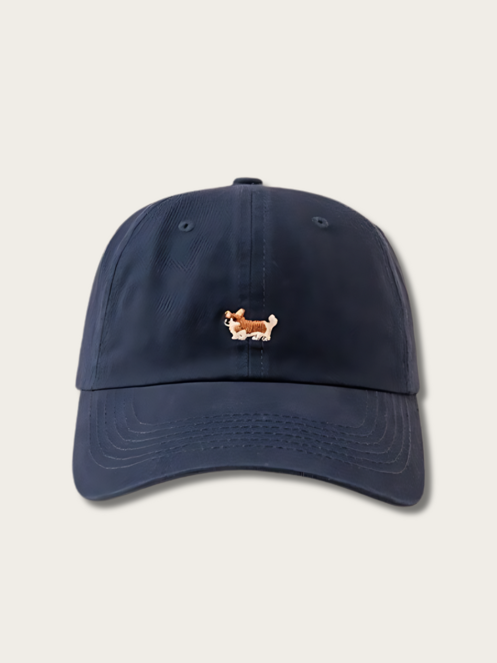 Fox Charm Embroidered Japanese Cap - Blue
