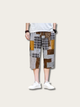 Checkered Patched Japanese Long Shorts - Large
