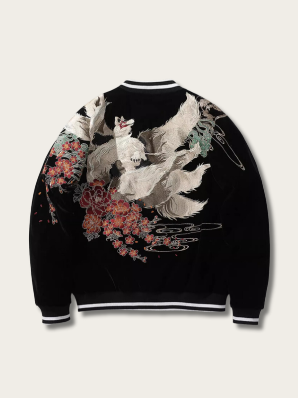 Nine Tail Embroidered Japanese Sweater - Medium