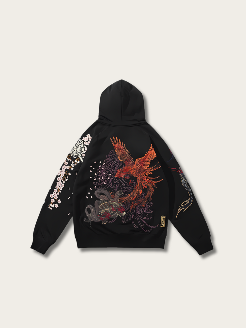 Four Mythical Gods Embroidered Japanese Hoodies - Medium