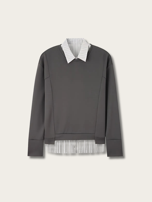 Layered Chic Mock Japanese Sweatshirt - Small