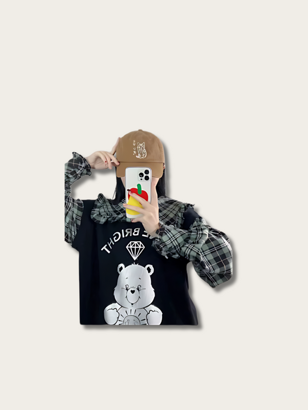 Embroidered Neko Japanese Baseball Cap - Cream