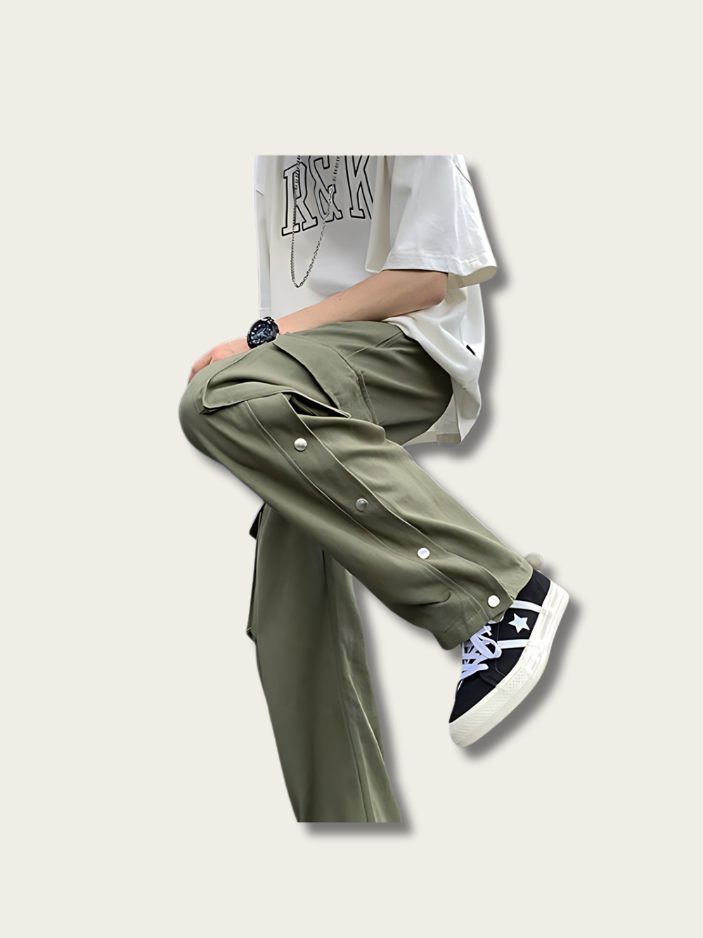 Snap Cargo Street Japanese Pants - Medium