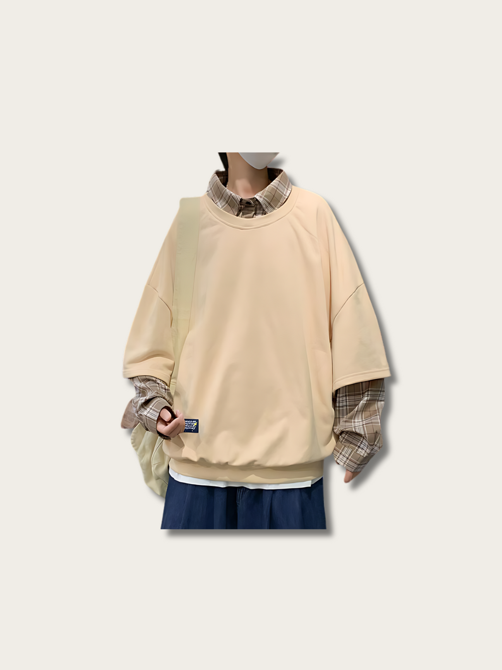 Plaid Oversized Japanese Sweatshirt - Small