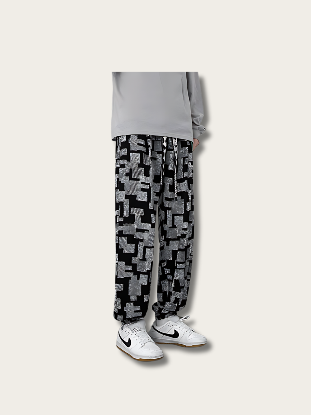 Geometric Grid Street Japanese Pants - XL