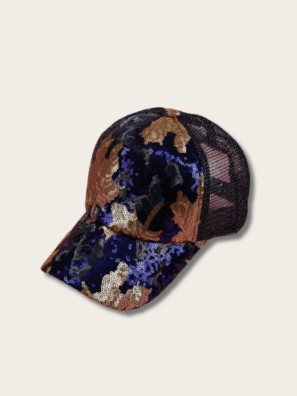 Sequin Camo Japanese Trucker Cap - Blue