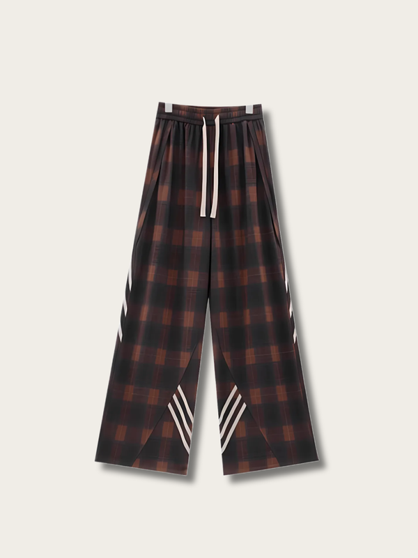 Plaid Stride Layered Japanese Pants - XS