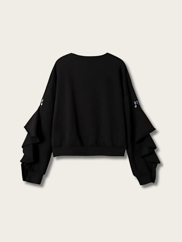Ruffled Sleeves Japanese Sweater - Medium