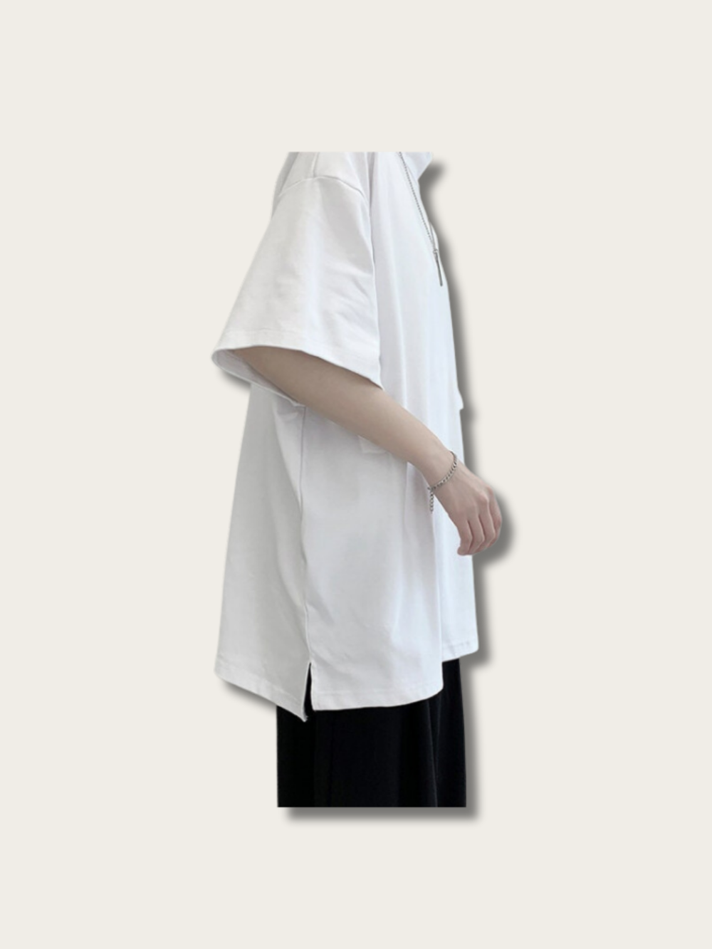Casual Plain Oversized Japanese T Shirt - Large