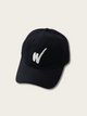 W Letter Embroidered Japanese Cap - Black