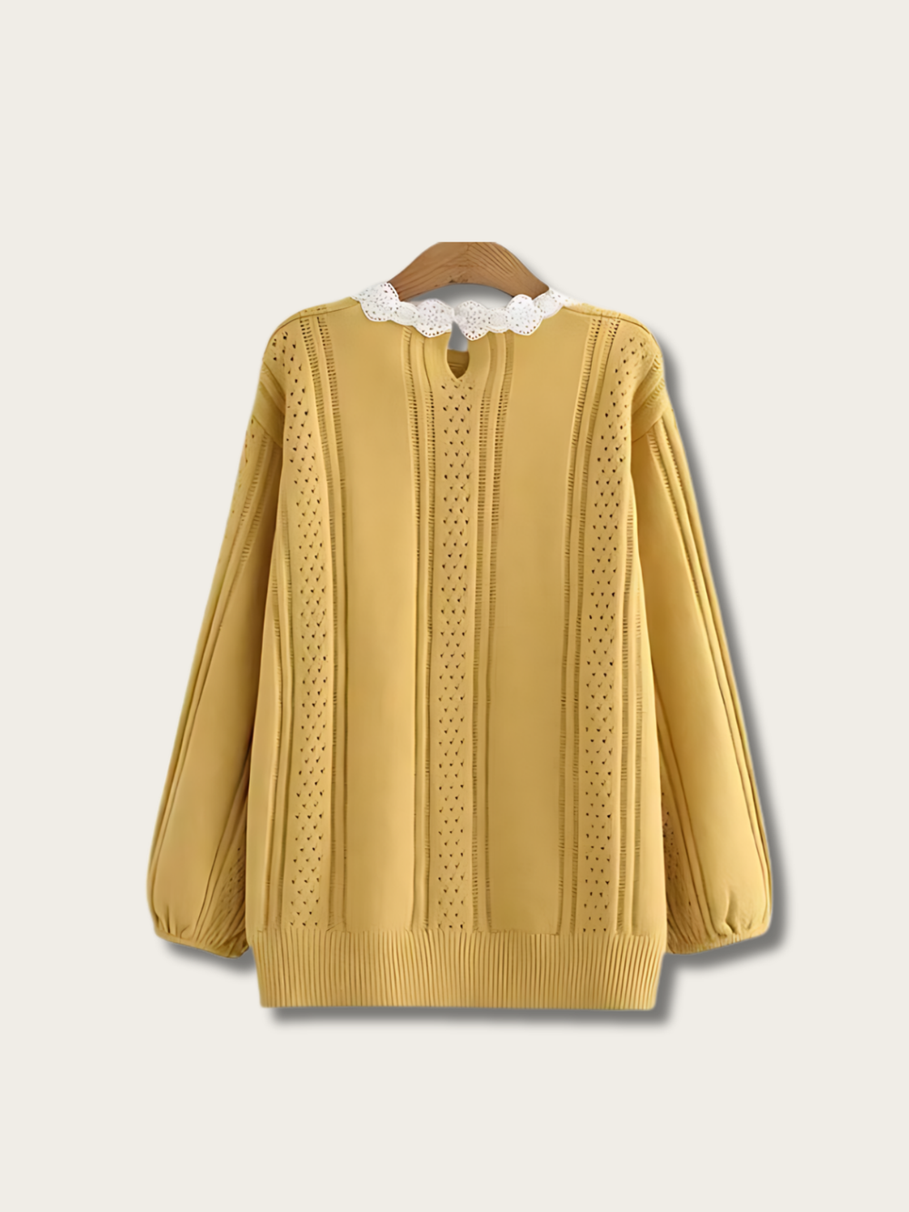 Lace Collar Elegance Japanese Sweater - 3XL