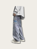 Denim Star Embroidered Japanese Pants - Medium