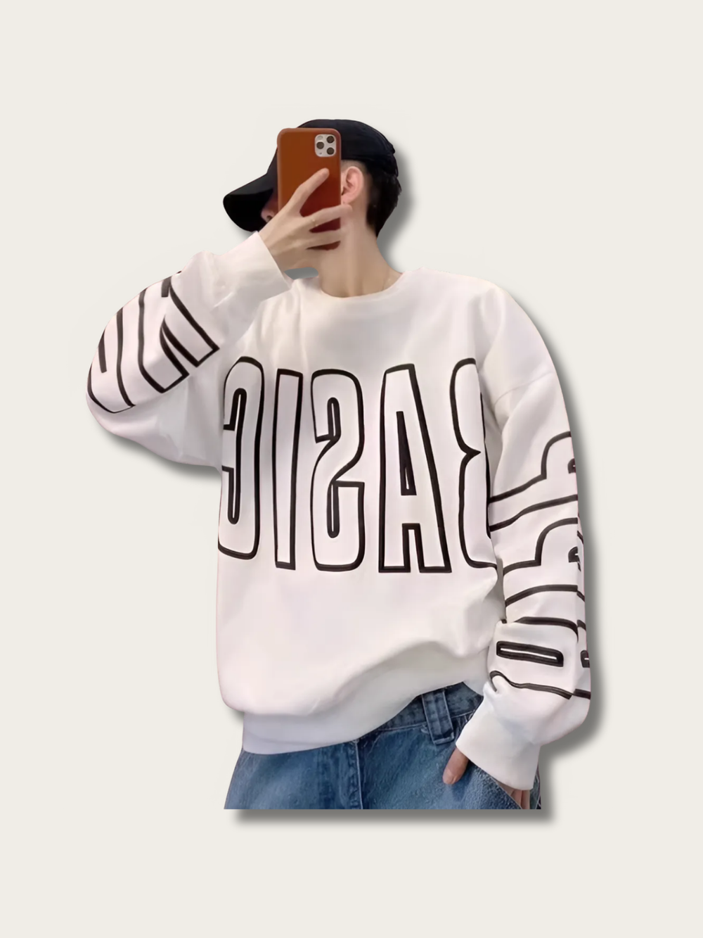 Bold Basic Oversized Japanese Sweatshirt - Large