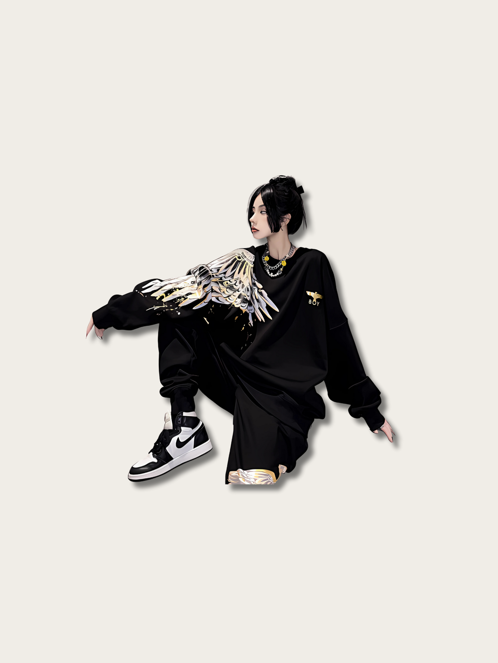 Golden Wing Emblem Japanese Sweater - Small