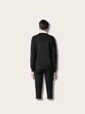 Embroidered Crimson Blossom Japanese Sweatshirt - 2XL