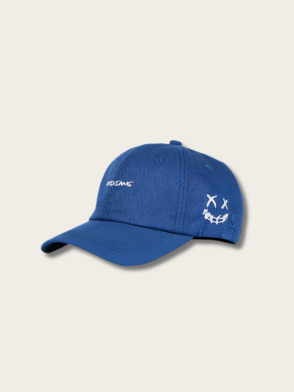 Smiley Letter Stitch Japanese Cap - Blue