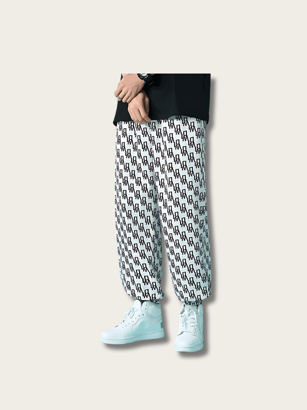 Monochrome Maze Japanese Pants - Medium