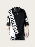 Diagonal Monochrome Japanese Streetwear T Shirt - Large