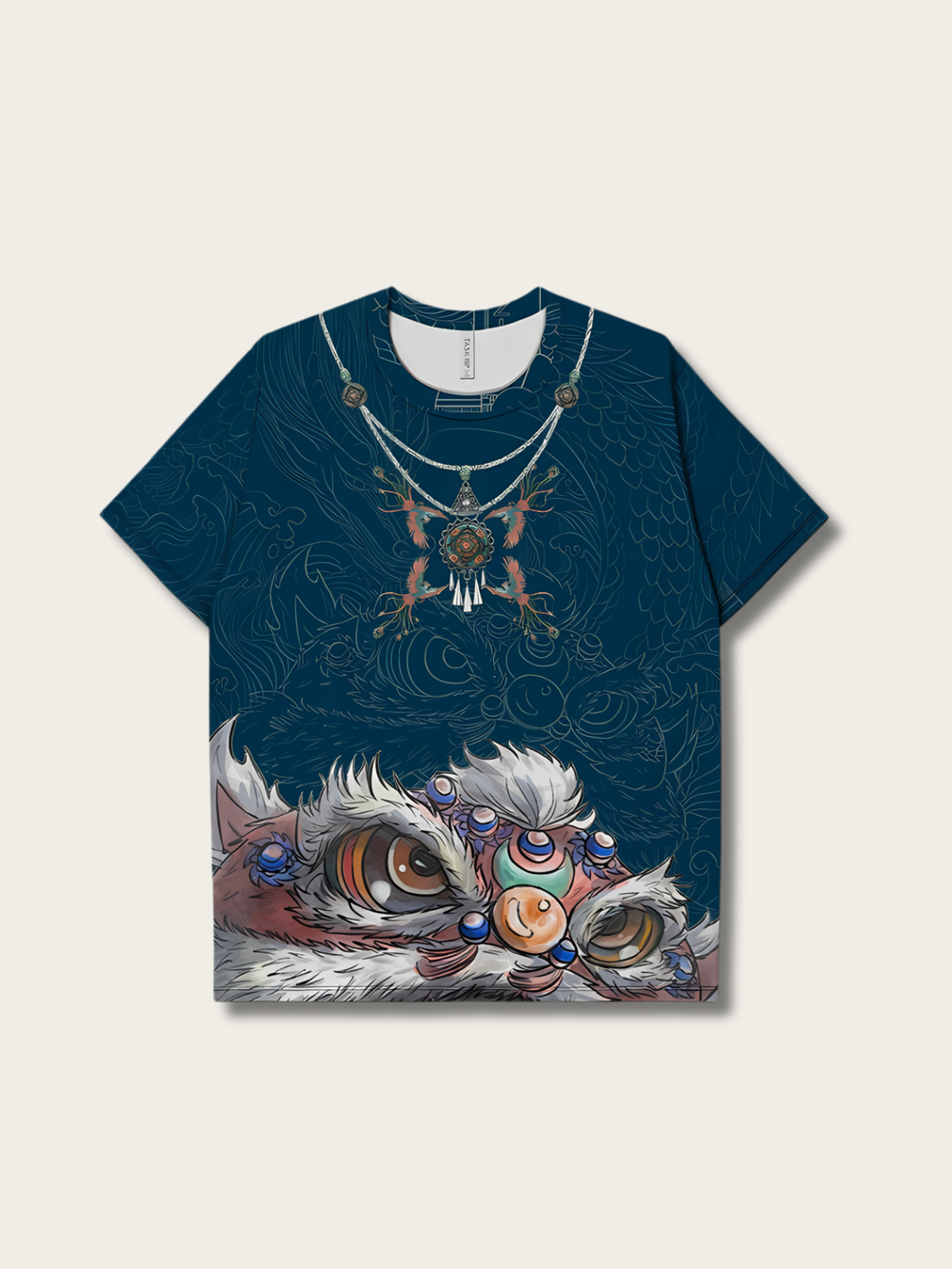 Dancing Print Lion Japanese T Shirt - Small
