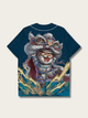Dancing Print Lion Japanese T Shirt - Medium