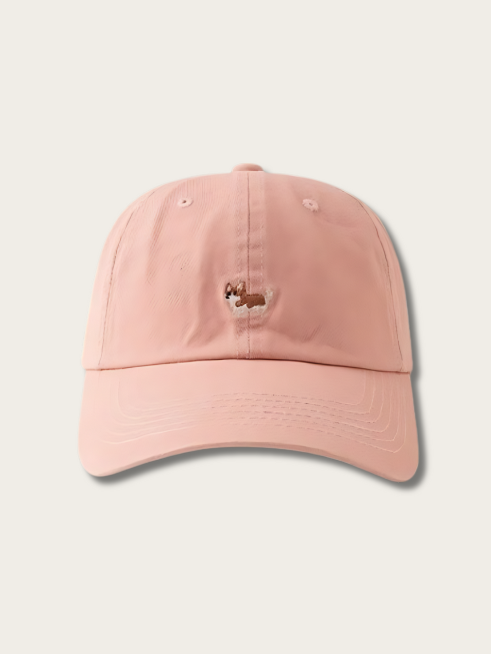 Fox Charm Embroidered Japanese Cap - Pink