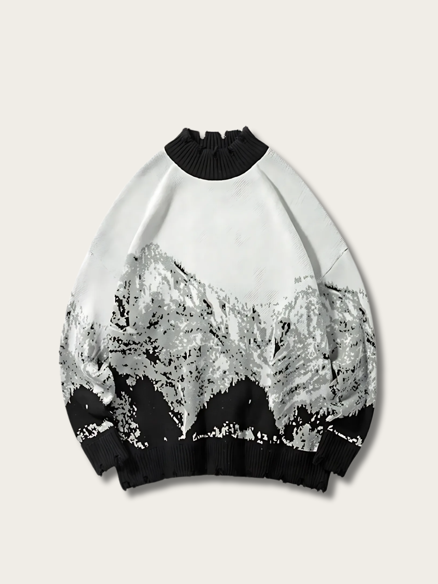 Monochrome Alpine Pixel Knit Sweater - Medium