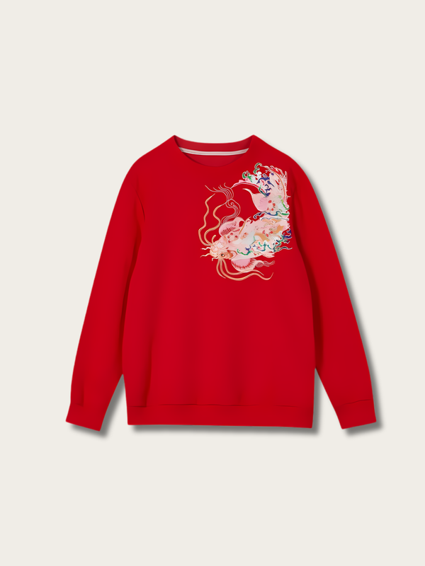 Koi Embroidered Vintage Japanese Sweater - Medium