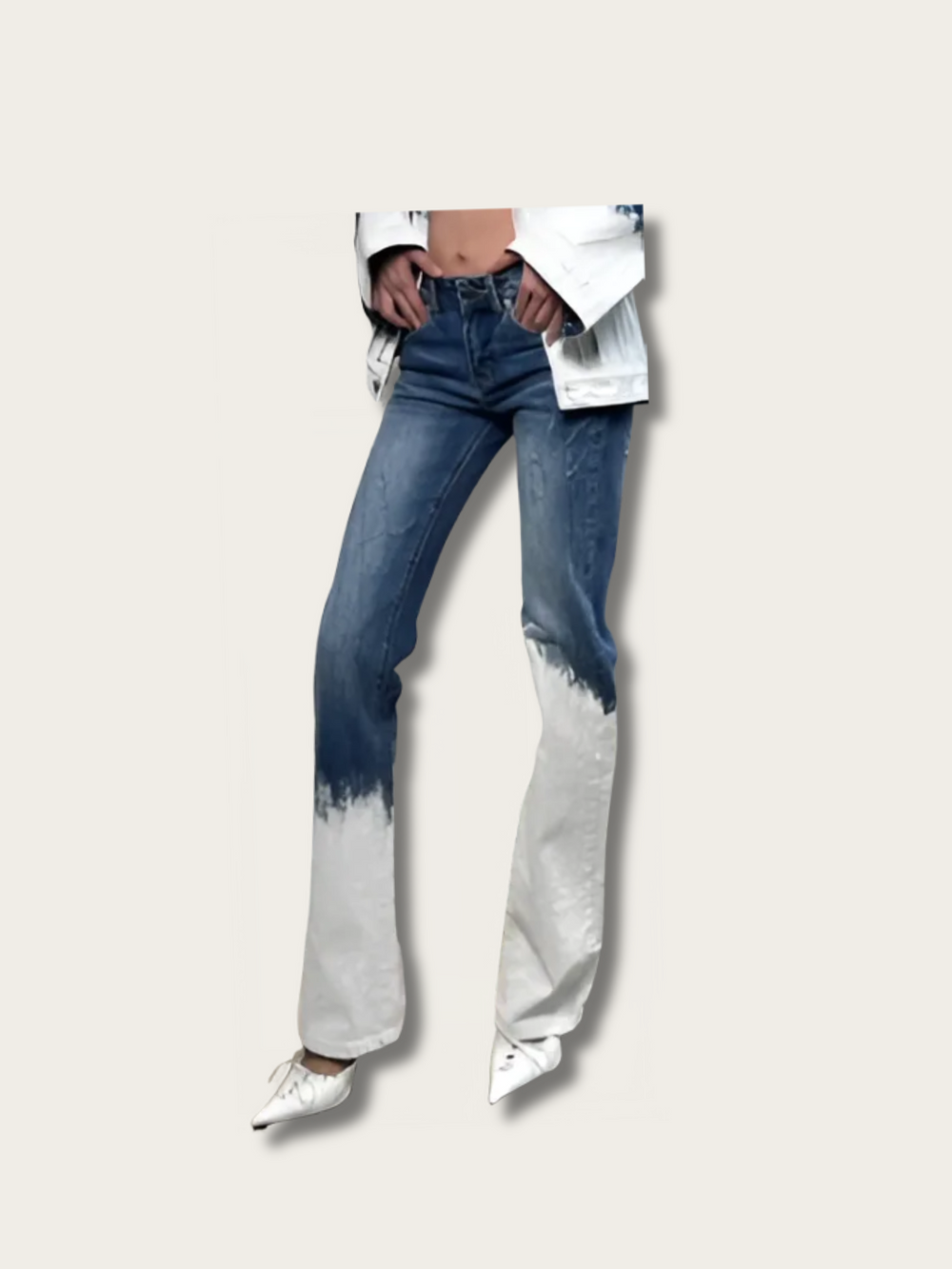 Artistic Contrast Flare Japanese Denim Pants - Small