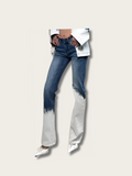 Artistic Contrast Flare Japanese Denim Pants - Small