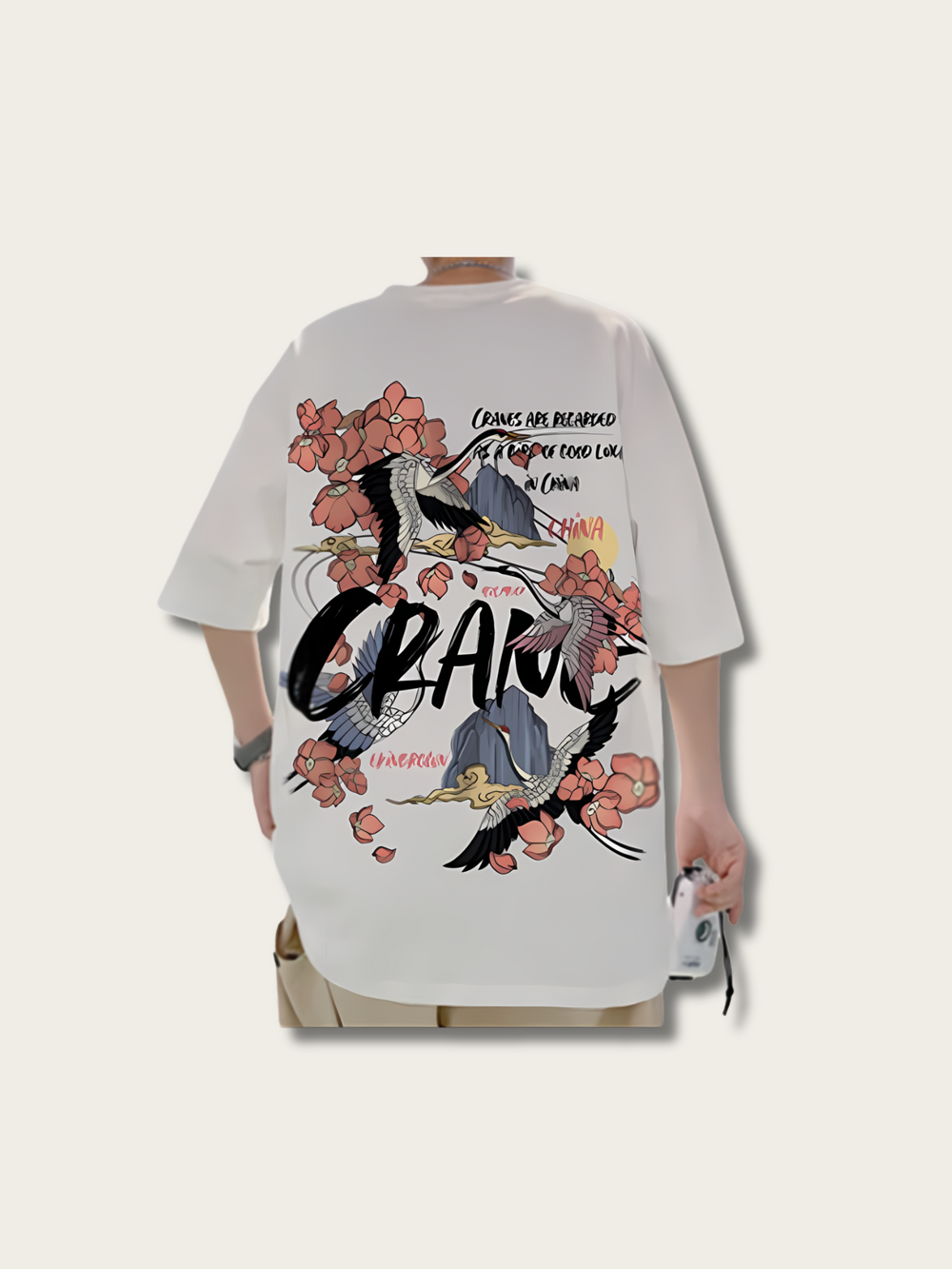 Letter Crane Japanese T Shirt - Medium