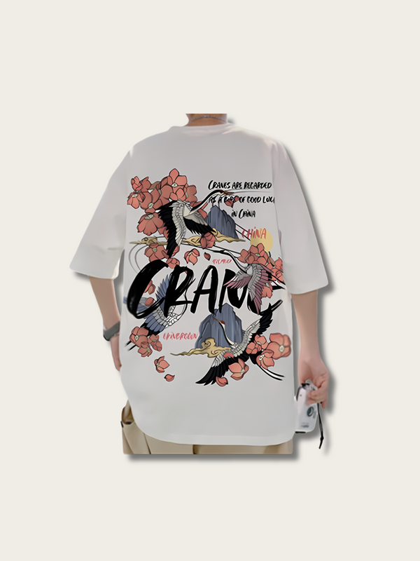 Letter Crane Japanese T Shirt - Medium