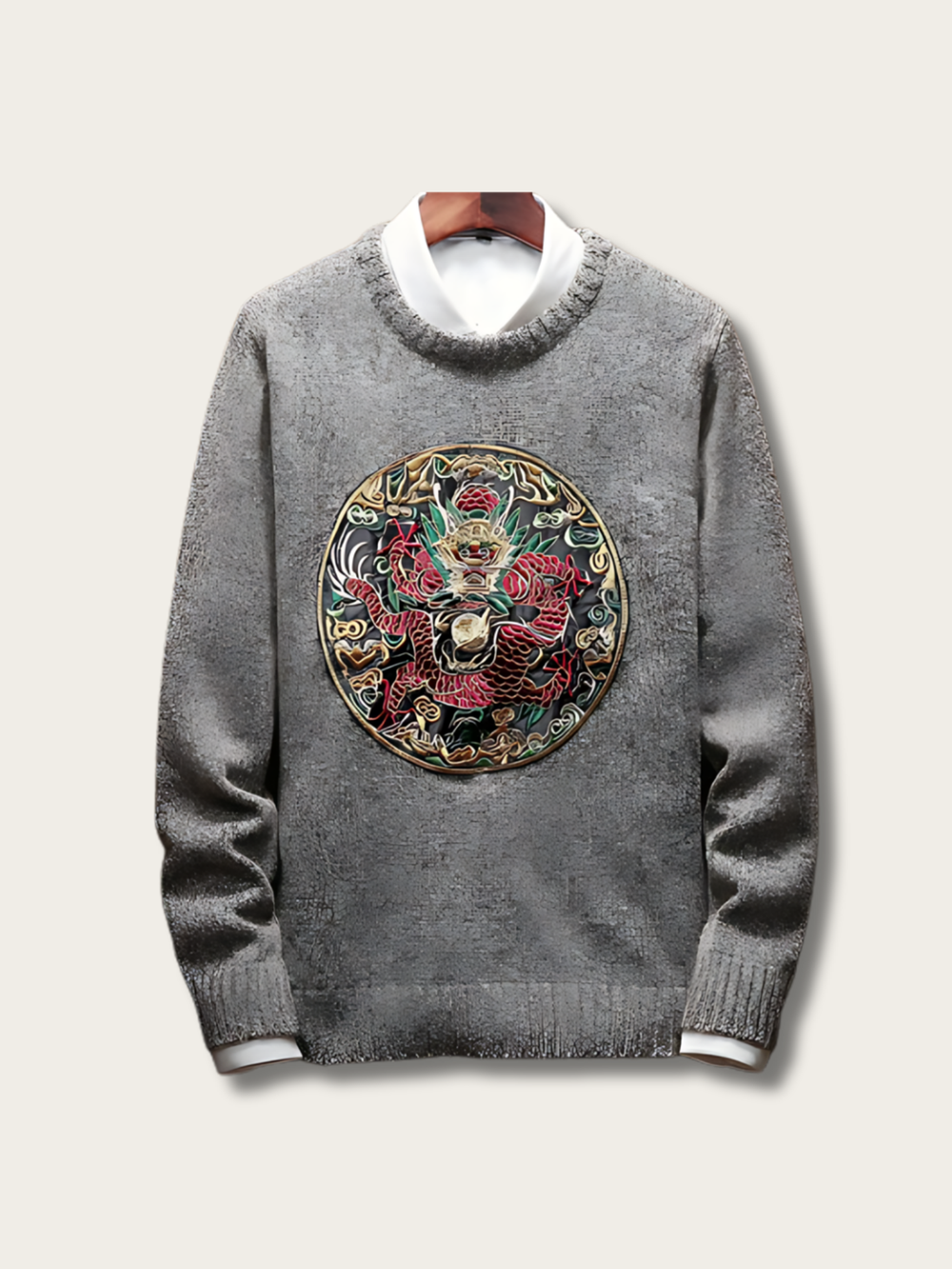 Embroidered Dragon Crest Japanese Sweatshirt - Medium