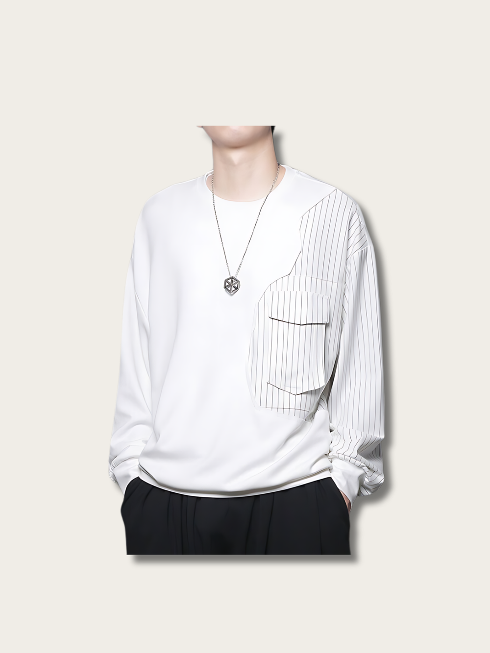 Vintage Crew Neck Japanese Sweatshirt - Large