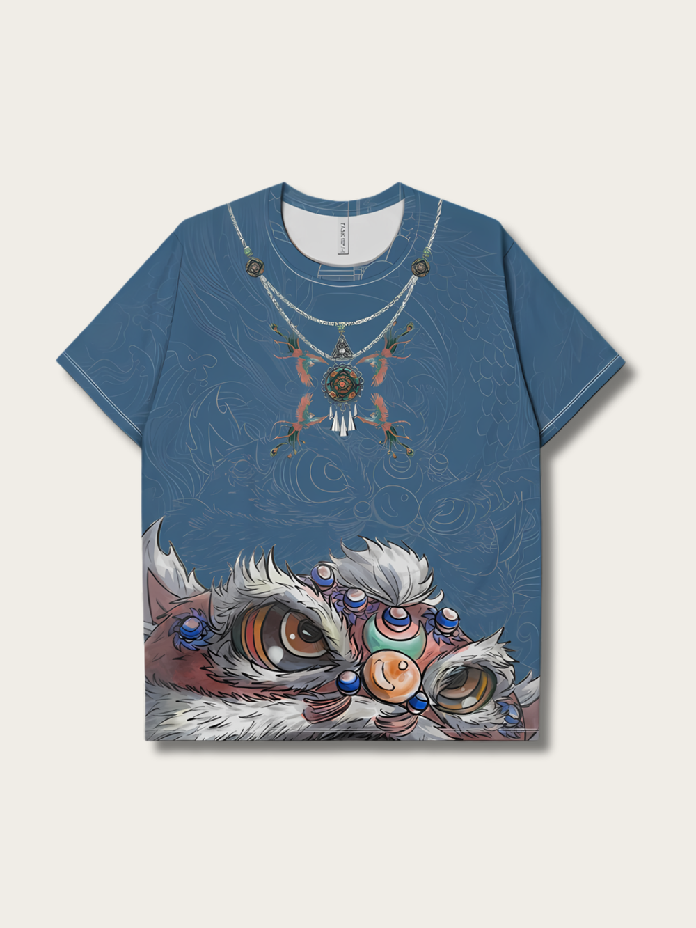 Dancing Print Lion Japanese T Shirt - Small