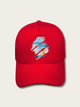 Oil Paint Sunrise Printed Japanese Cap - Red