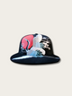 Printed Crane Design Japanese Cap - Black