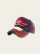 Retro Eagle Crest Japanese Denim Cap - Blue