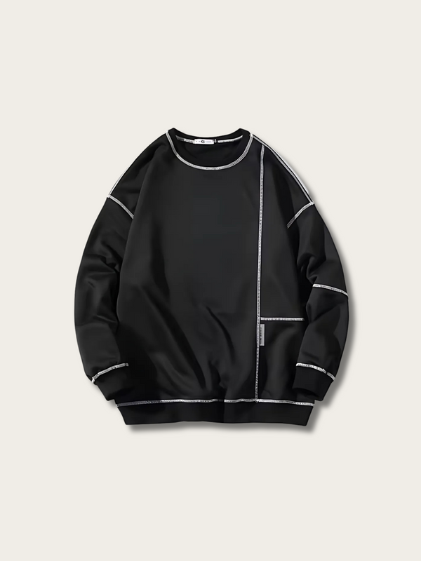 Monochrome Edge Asymmetric Japanese Sweater - Medium