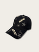 Embroidered Stars Japanese Cap - Black