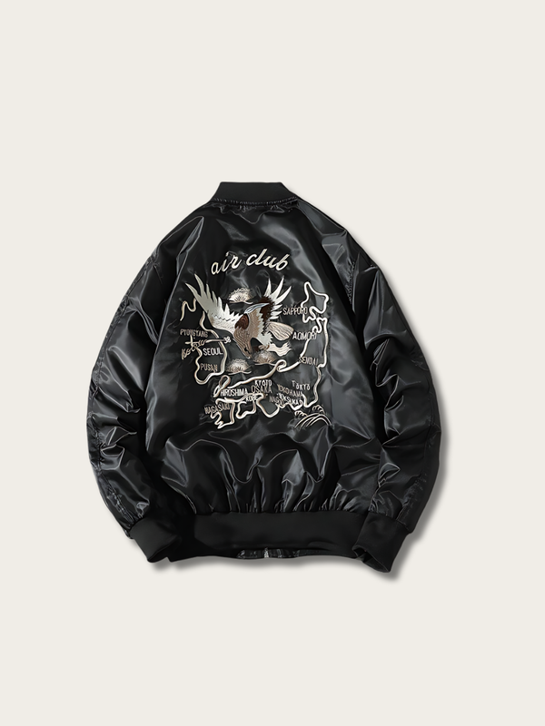 Crane Embroidered Design Japanese Jacket - Medium