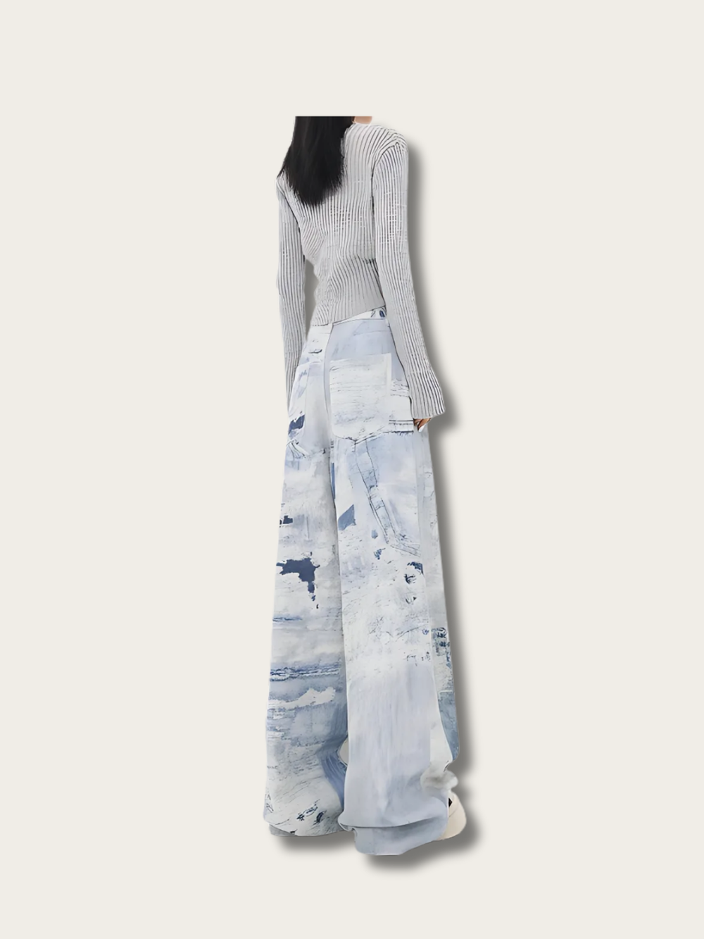 Artistic Paint Japanese Denim Pants - Large