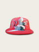 Printed Crane Design Japanese Cap - Red